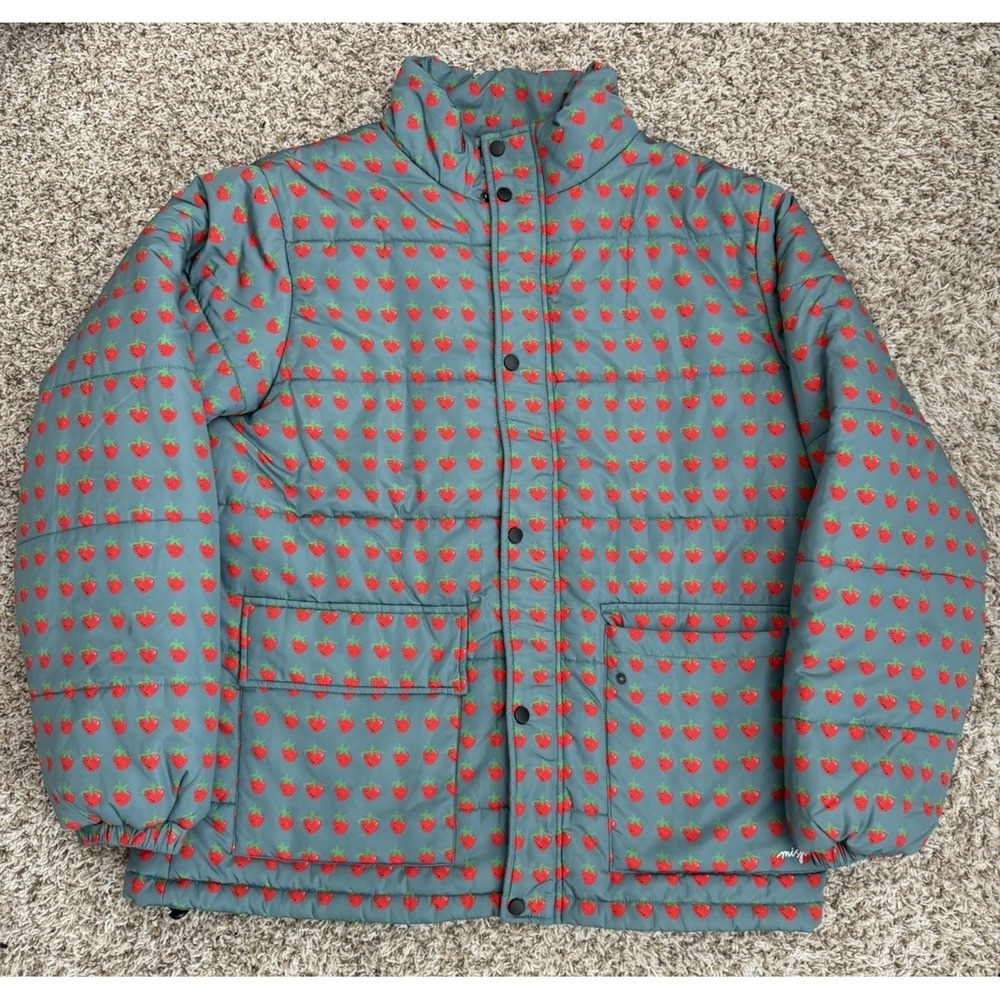 Misfits Mad Mind Strawberry Puffer Jacket Men's XL Blue AOP‎ Urban Outfitters